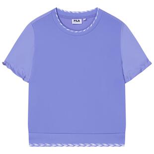 FILA Emerald斐乐女子女装上衣夏季新款休闲拼接宽松短袖T恤