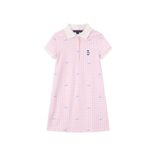 TeenieWeenie Kids小熊童装26年夏新款女童休闲A版格纹POLO连衣裙