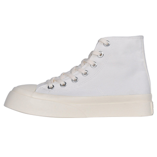 帆布鞋女高帮厚底增高日系憨憨大头鞋2023夏季新款百搭复古小白鞋