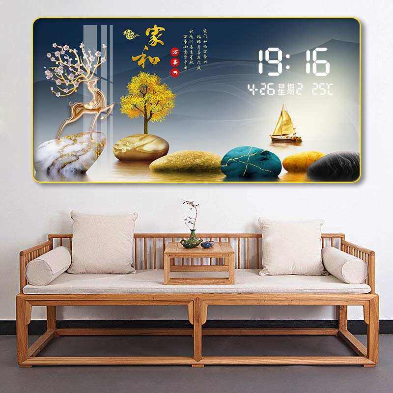 钟表客厅挂钟家用LED插电新款数显示电子万年历壁钟时钟家用挂表