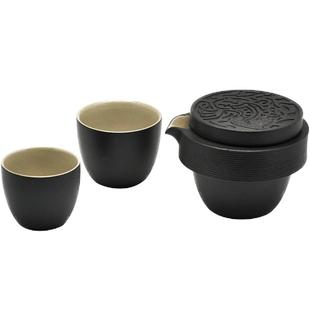 台湾陆宝陶瓷宝马奔驰旅行茶具一壶两杯二人茶具莺歌评鉴奖快客杯