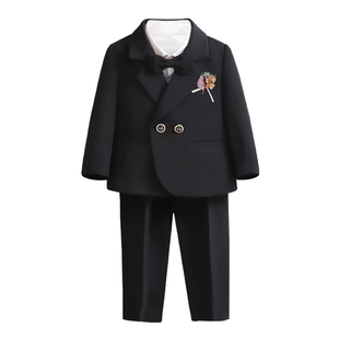 罗蒙男童礼服英伦风儿童小西装男孩婚礼花童套装主持人钢琴演出服