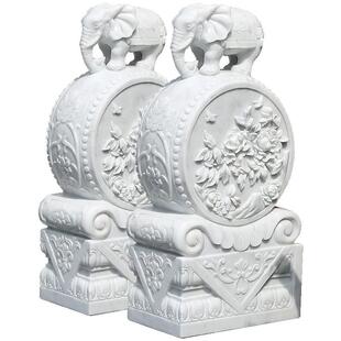 石雕门墩抱鼓石一对汉白玉大象狮子貔貅家用门口雕塑门海精品包邮