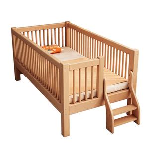 榉木儿童床男孩拼接床婴儿小床加宽拼大床宝宝床边床实木床带护栏