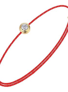 Nicole 钱袋子极细红绳手链 S925纯银莫桑钻附证书本命年红绳新款