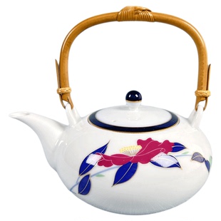 香兰社茶壶日本进口陶瓷侧把壶绿色帝王蓝兰花提梁壶茶具