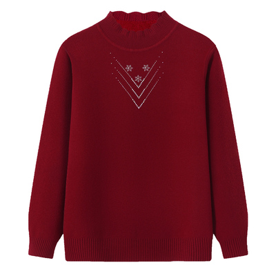 加绒半高领打底衫女秋冬羊绒毛衣