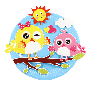 圣诞节儿童diy纸盘画幼儿园手工制作材料益智卡通粘贴彩色盘子画