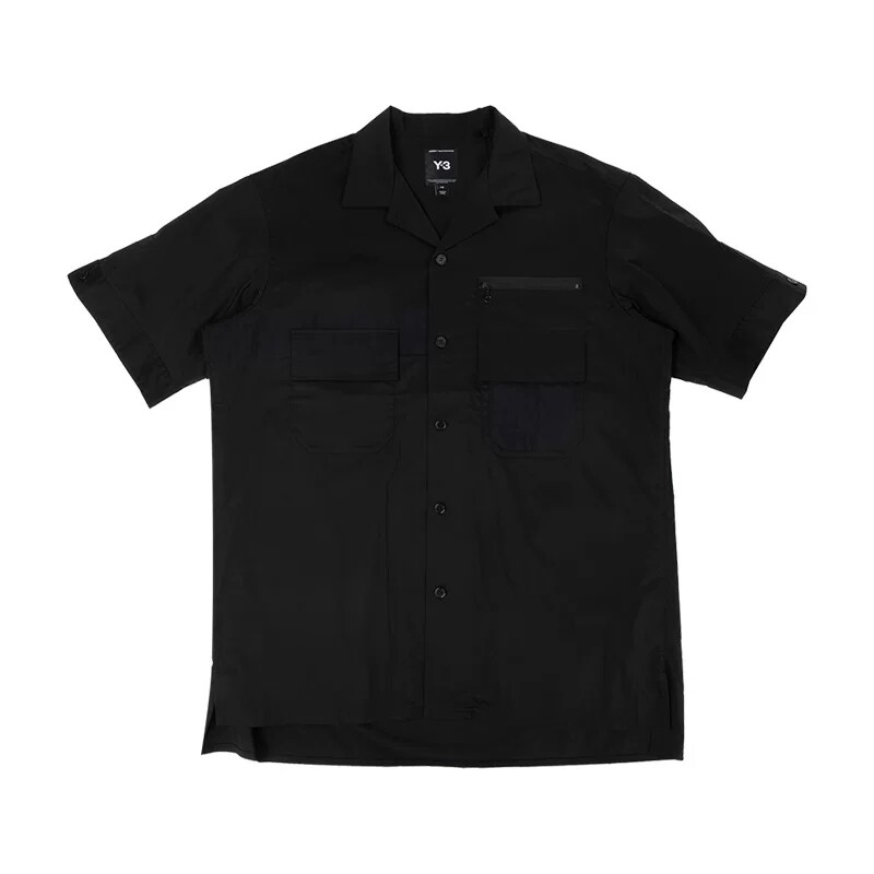Y-3男士纯色单排扣短袖衬衫