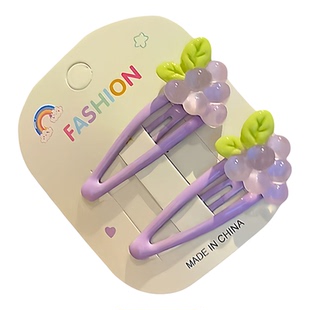 （紫色儿童发卡碎发夹）不伤发头饰可爱小女孩水果小花刘海bb夹