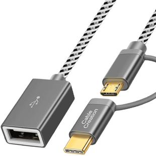 typec+micro二合一otg转接头usb数据线安卓手机连接U盘鼠标优盘适用华为oppo荣耀vivo三星平板电脑ipad转换口