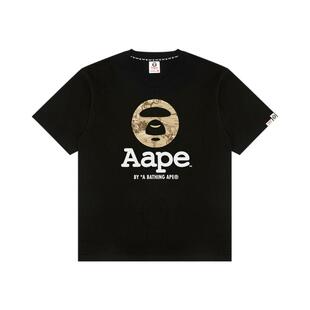Aape旗舰店男装春夏猿人西部牛仔图案印花潮流短袖T恤1712XXO