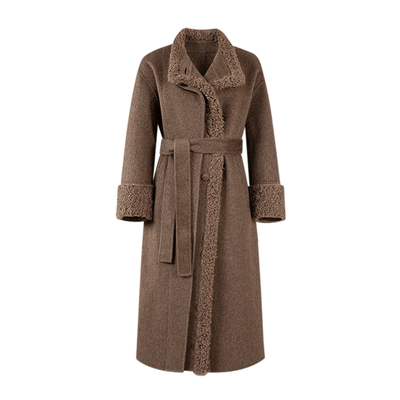 驼绒羊毛双面毛呢大衣秋冬长款女中长款高端奢侈品毛呢外套5001