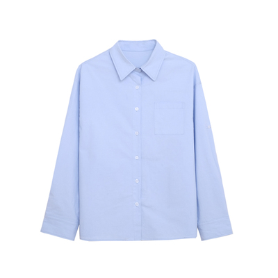 荒荒家 挽袖口袋衬衫2025夏季新款薄款BF宽松慵懒防晒衬衣外套女