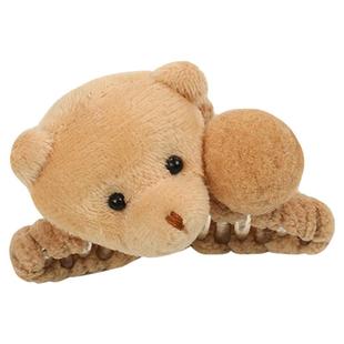 头发发夹可爱秋冬毛绒小熊抓夹女高级感前额侧边刘海夹子头饰发卡