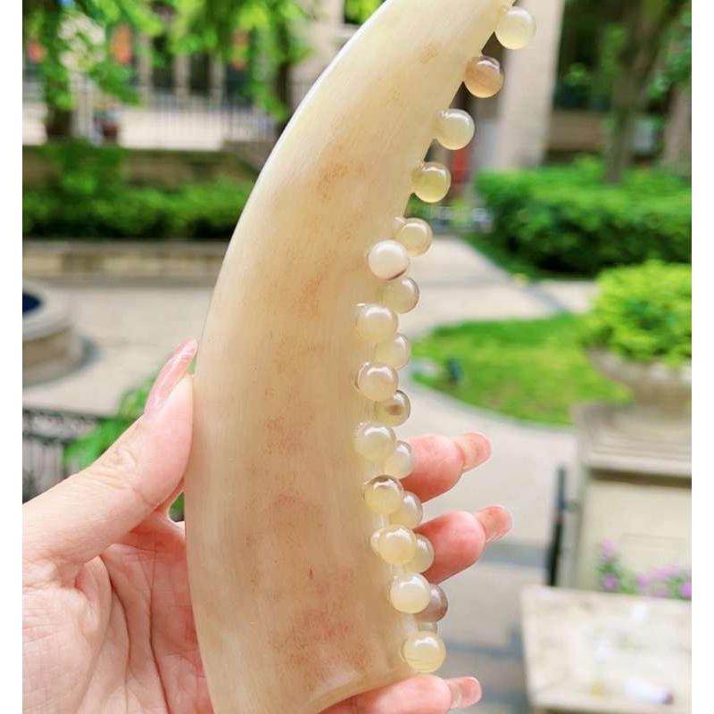 羊角按摩板三排珠珠按摩肩颈背部腿部经络疏通刮板