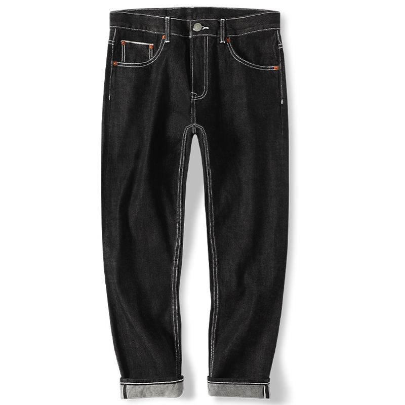 赤耳丹宁新款刺绣小脚九分牛仔裤