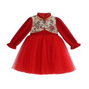 幼儿福气要来到演出服装我最有福新年上上签舞蹈服女童红色礼服裙