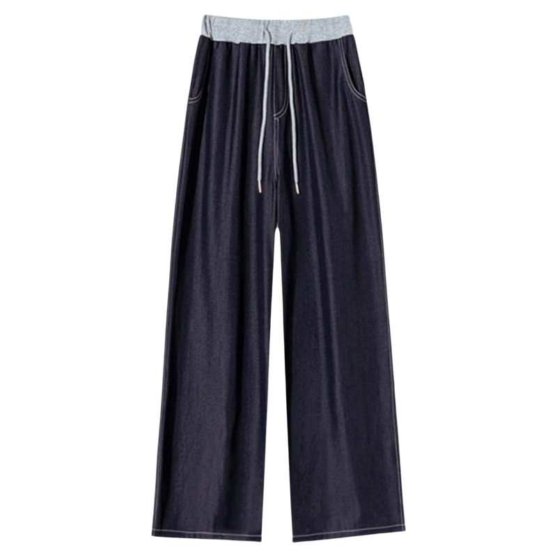 拼接腰头孕妇天丝牛仔裤春夏外穿薄款2026新款直筒垂感拖地阔腿裤