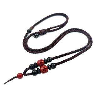 天然紫金朱砂吊坠挂绳男女项链绳平安扣六字和田玉佛南红玉佩绳子