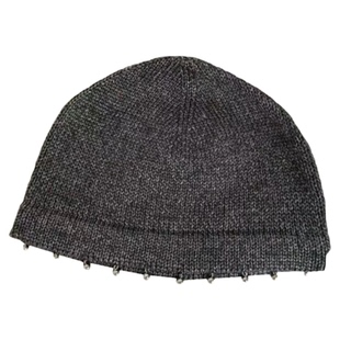 韩系ins风针织帽包头挂珠装饰套头帽毛线帽时尚显脸小纯色毛线帽