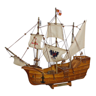 圣玛利亚号哥伦布发现美洲新大陆实木质帆船模型地中海风格收藏品