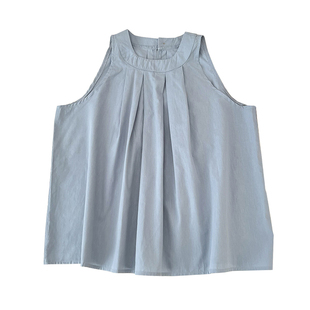 设计感时尚法式气质百搭挂脖褶皱无袖背心宽松显瘦上衣女夏季新款