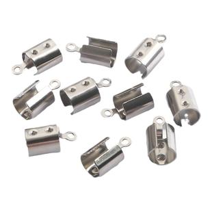 不锈钢圆绳皮绳接扣绳扣头包夹扣线夹片收尾扣 diy项链蜡线材料包