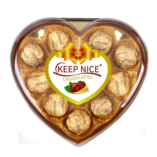 典趣12粒脆米威化巧克力心形礼盒装圣诞节糖果礼物休闲小零食品