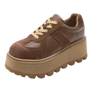 小个子美拉德真皮厚底德训鞋2026春夏内增高小码女鞋3233勃肯板鞋