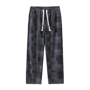 ProteusBoy裤子男款春秋冬季2025新美式复古格子直筒加绒休闲长裤