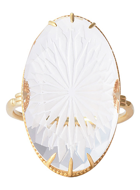 秘密美物馆冰雪花天然石白水晶吊坠项链925纯银戒指复古诞生辰石