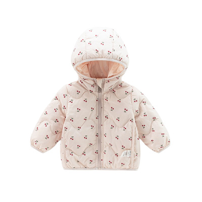 女童羽绒服冬装连帽双面穿外套