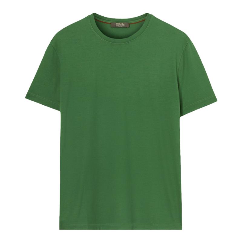 Loro Piana/诺悠翩雅男装经典简约百搭绿色羊毛T恤上衣