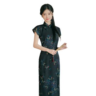 新中式古法全开襟旗袍一片式无省民国少女年轻气质传统大学生优雅