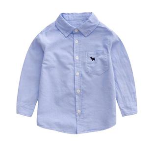 男童长袖衬衫儿童纯棉白色上衣春秋装小中大童宝宝翻领打底衬衣潮