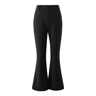 娅丽达高弹西装微喇裤女2026春季新款休闲裤小个子裤子黑色喇叭裤