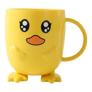 儿童刷牙杯家用简约漱口杯可爱宝宝防摔创意卡通小黄鸭塑料牙缸杯