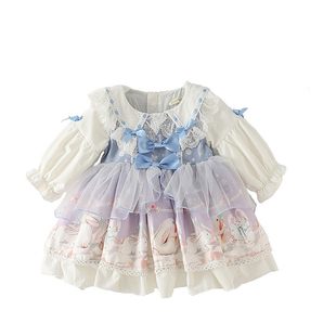 卡通印花长袖连衣裙公主蓬蓬裙女童洛丽塔Lolita裙子2022秋装新款