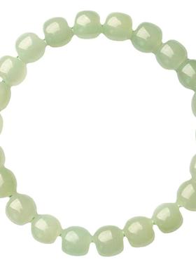 青海料晴水和田玉手链老型珠9*10