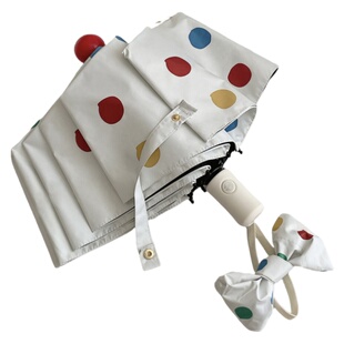 红鼻子波点晴雨伞两用太阳伞女防晒防紫外线黑胶遮阳伞折叠便携女