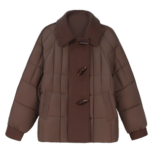 年轻妈妈羽绒棉服秋冬短款女洋气时尚加厚棉袄中老年毛呢拼接外套