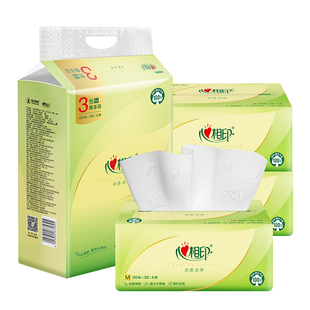 心相印抽纸茶语M码150抽3包提装3层面巾纸餐巾纸巾卫生纸DT16150