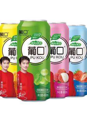 丨整箱葡口490ML*15果肉粒果汁饮料葡萄荔枝果粒饮品金银花菠萝