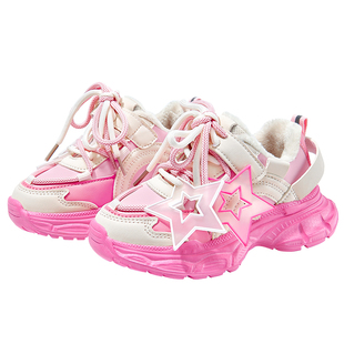 芭比童鞋女童运动鞋2026新款春秋软底中童公主鞋休闲鞋儿童老爹鞋