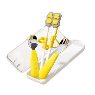 octoto奥克兔兔儿童筷子训练筷2 3 6岁宝宝叉勺子餐具套装不锈钢