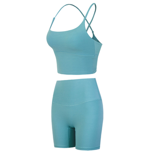 健身女孩多巴胺瑜伽服套装速干运动背心短裤普拉提两件套2026新款