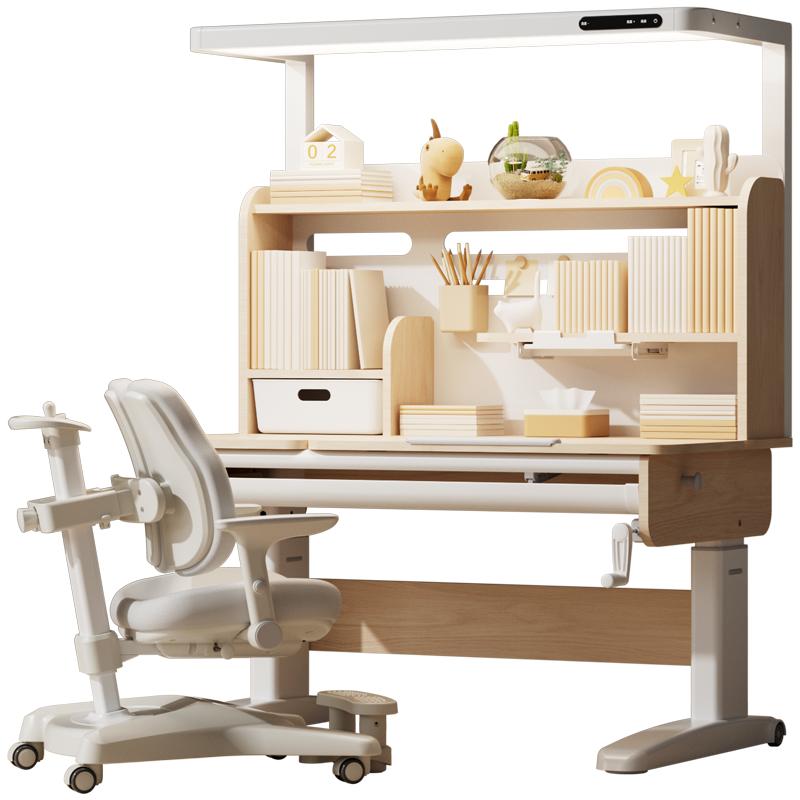 儿童学习桌小学生家用实木书桌可升降桌椅套装2025新款护眼写字桌