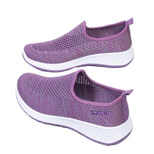 平底老北京布鞋女鞋一脚蹬妈妈鞋透气网面夏季休闲时尚老年鞋防滑