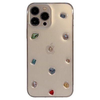 3D Color Diamond clear soft case适用iphone11 12 13 14 15 16 plus 17 pro max XR XS MAX